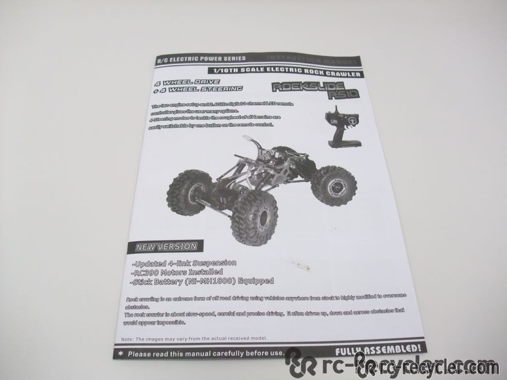 Redcat Racing Rockslide RS10 XT Assembly Manual 1/10 Scale Rock Crawler