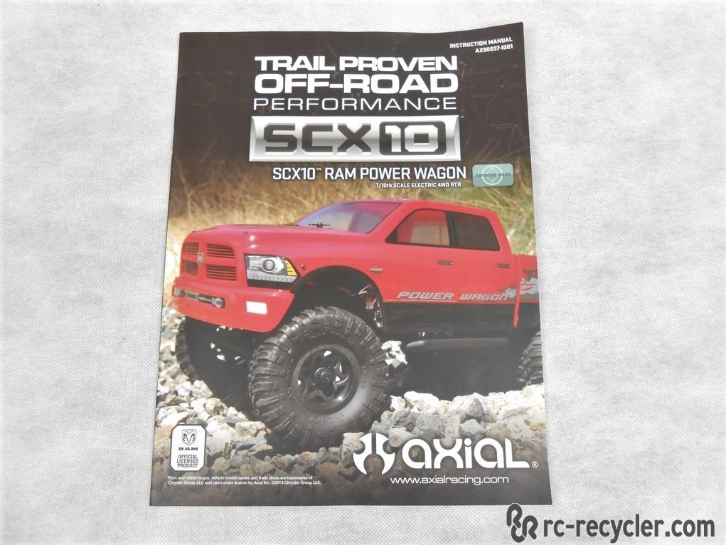Axial SCX10 Dodge Ram Power Wagon Scale Electric 4WD RTR Instruction Manual AX90037-1001