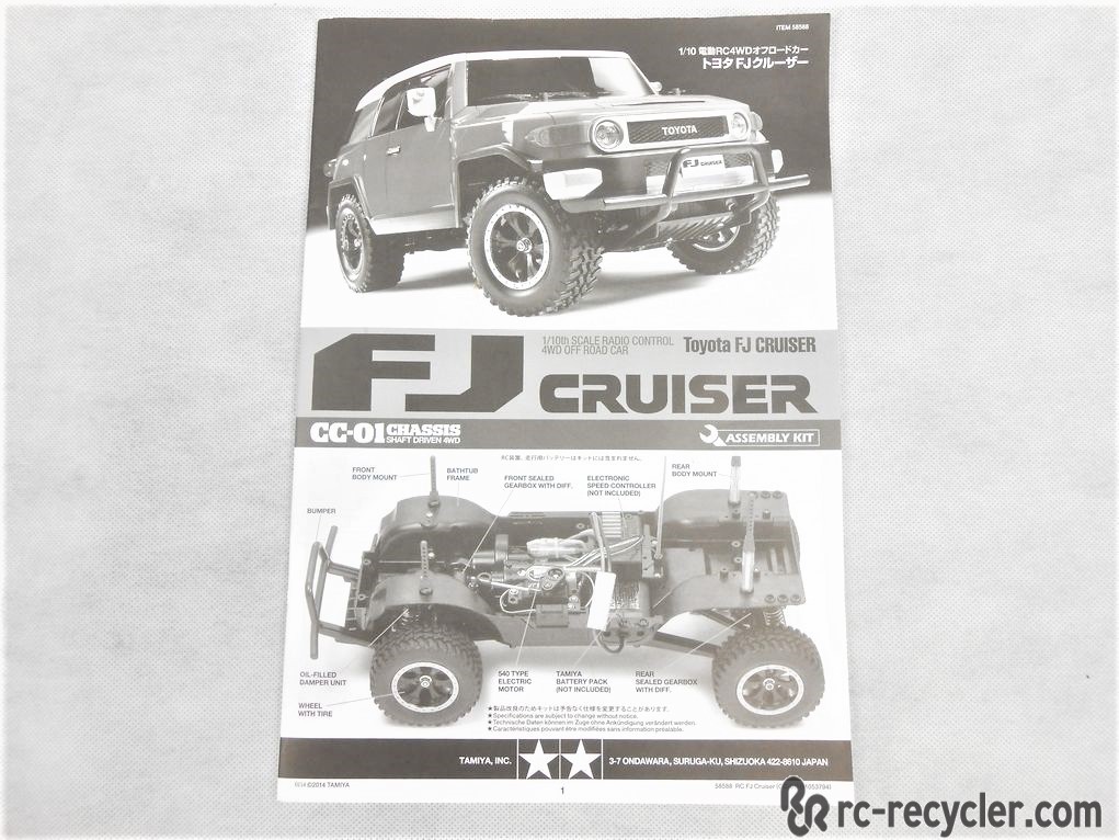 Tamiya 58588 Toyota FJ Cruiser CC-01 Assembly Manual TAM58588
