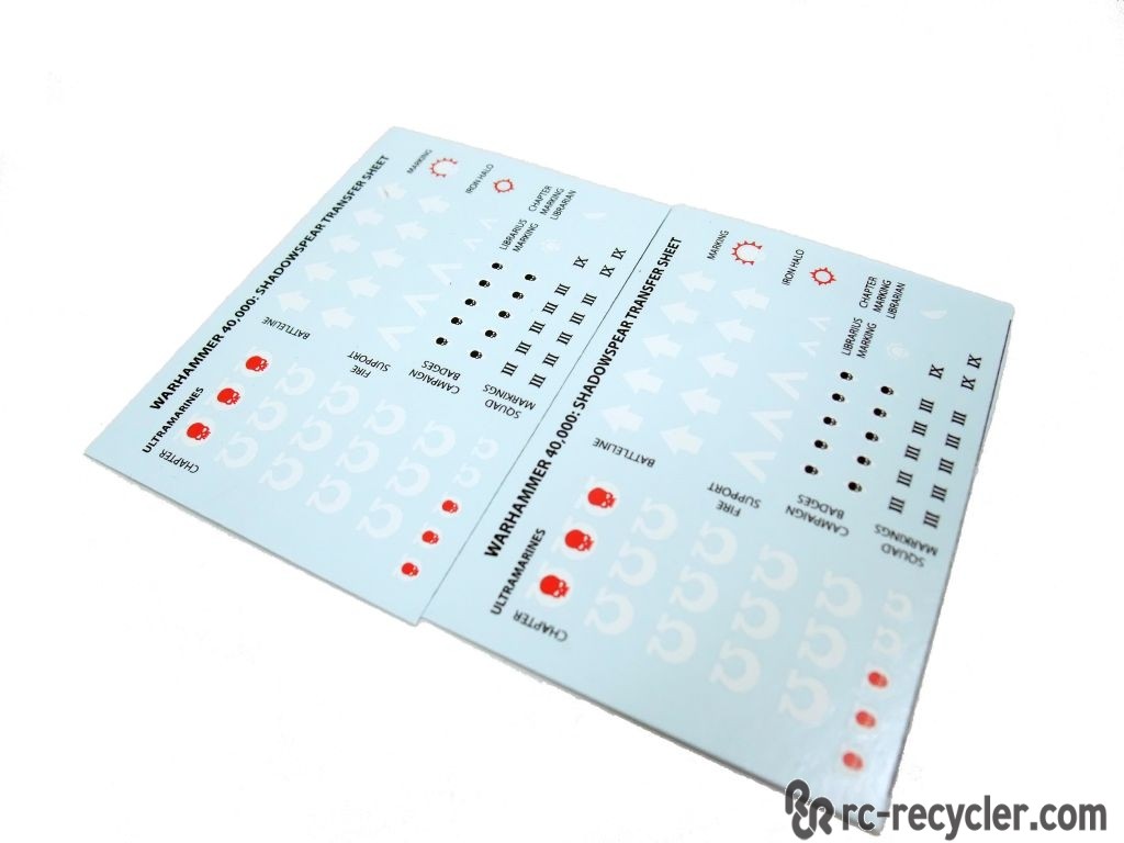 Warhammer 40k Shadowspear Ultramarines Transfer Sheet