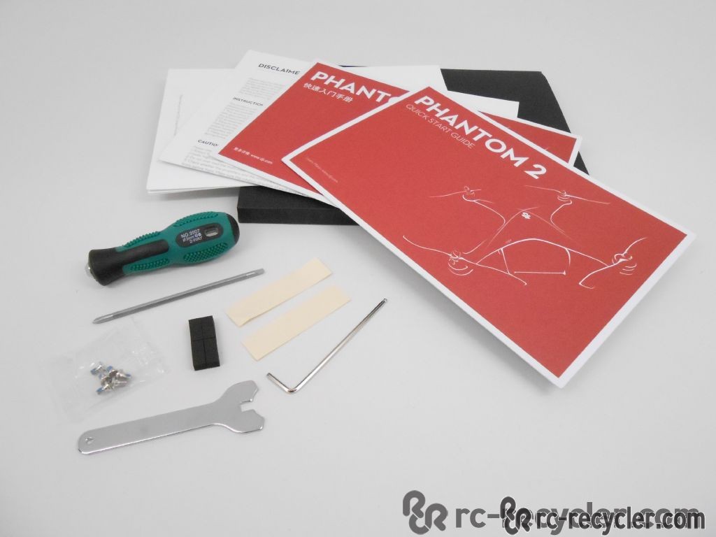 DJI Phantom 2 Quick Start Guide Screwdriver Spare Screws Tape Pads Quad Drone