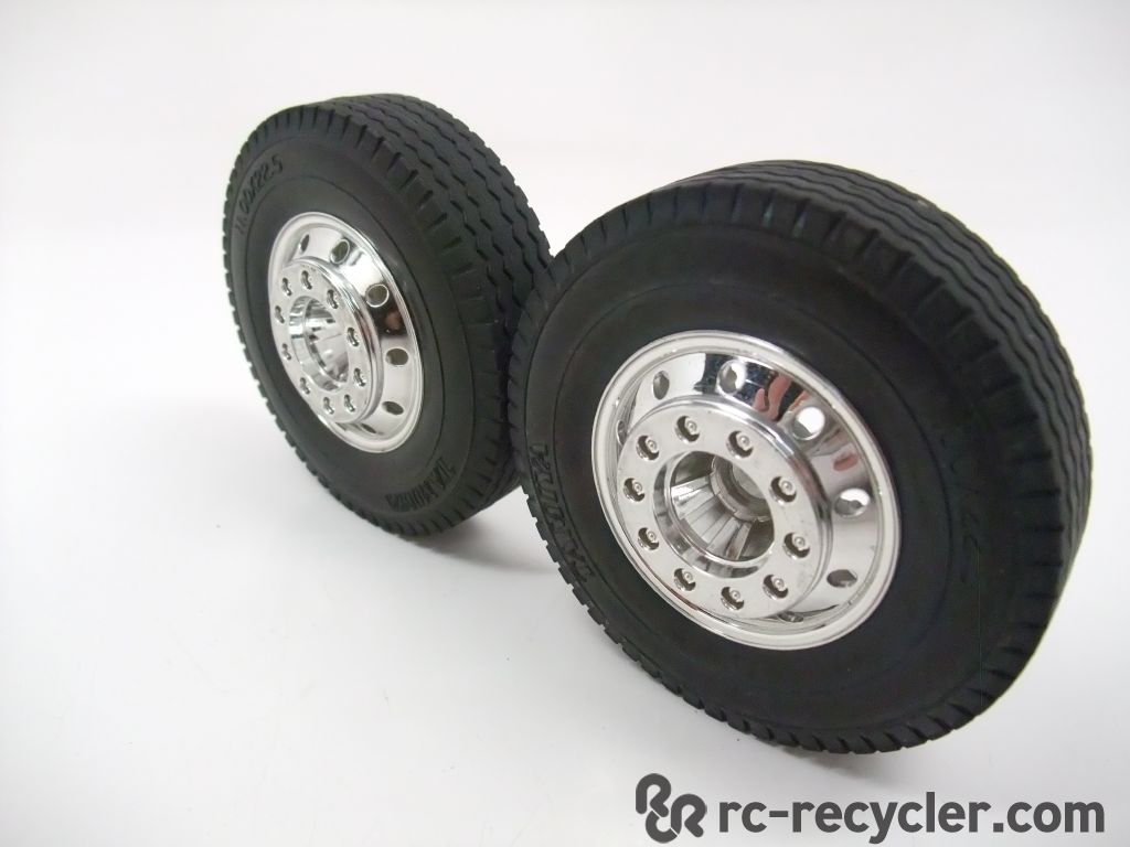 2 Tamiya King Hauler Semi Front Wheels Tires TAM19805456 Scale Truck