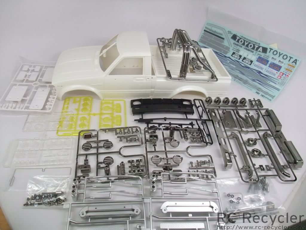 Tamiya Toyota Hilux High Lift Full Body Kit Cab Window Roll Bar Trim 